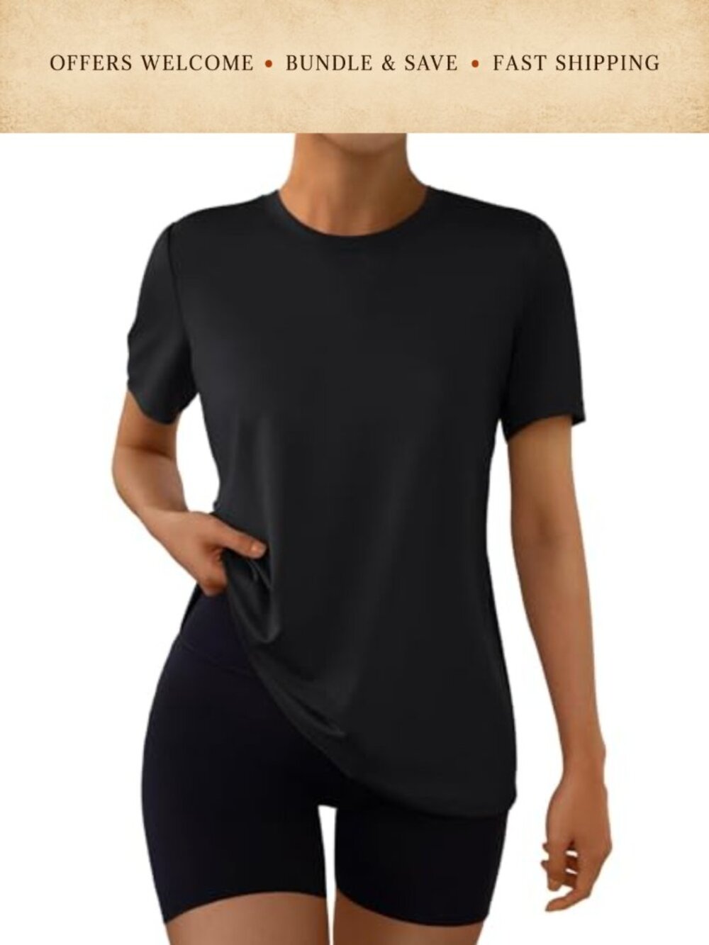 Women Loose Fit Crew Neck Workout T-Shirt Short Sleeve Athletic Yoga Gym Top
